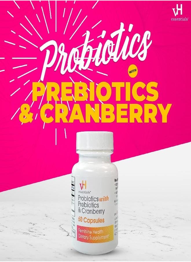 vH essentials Probiotics with Prebiotics and Cranberry Feminine Health Supplement - 60 Capsules