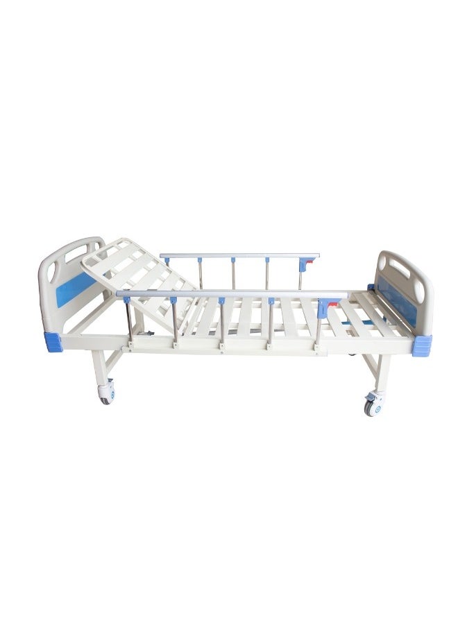 Manual 1-Function Hospital Bed for Home Care and Medical Facilities | Detachable ABS Head & Footboards | Aluminum & Stainless Steel Side Rails | Silent Castor Wheels with Central Brake