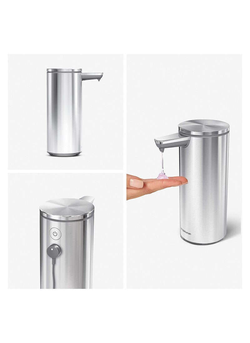 Touch-Free Rechargeable Sensor Liquid Soap Pump Dispenser Brushed Stainless Steel