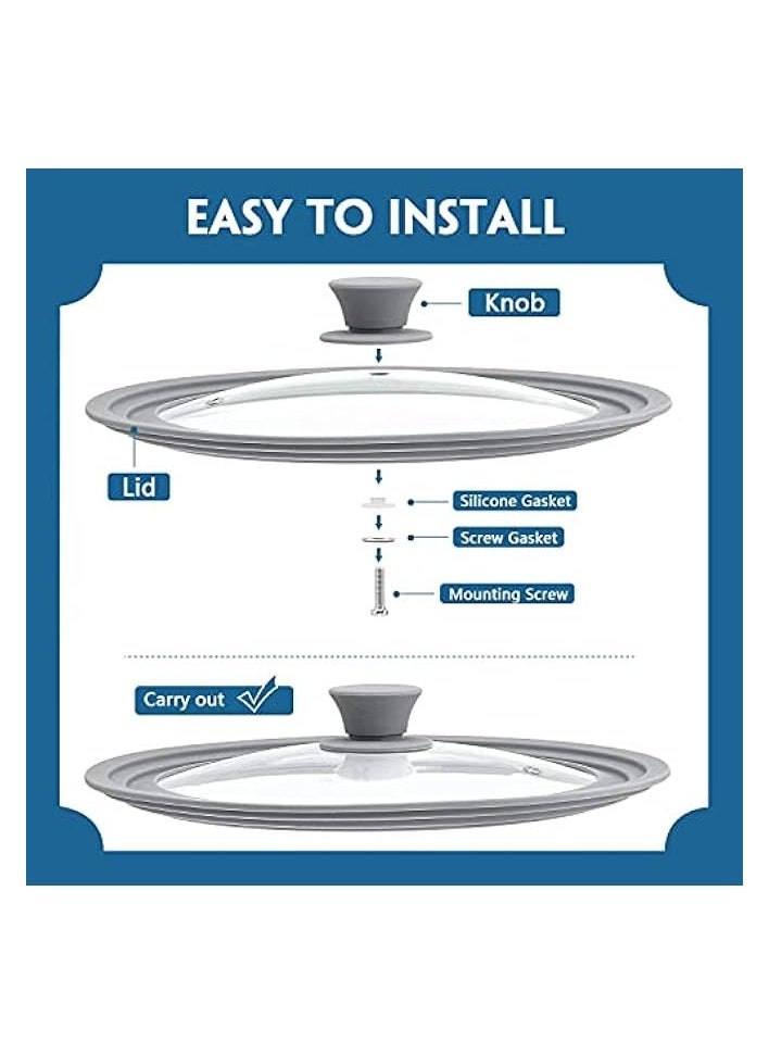 Universal Lid for Pots and Pans, Heat Resistant Food Safe Skillet Lid with Silicone Rims and Steam Vented, Silicone Universal Lid Fits All 24 to 28cm Diameter