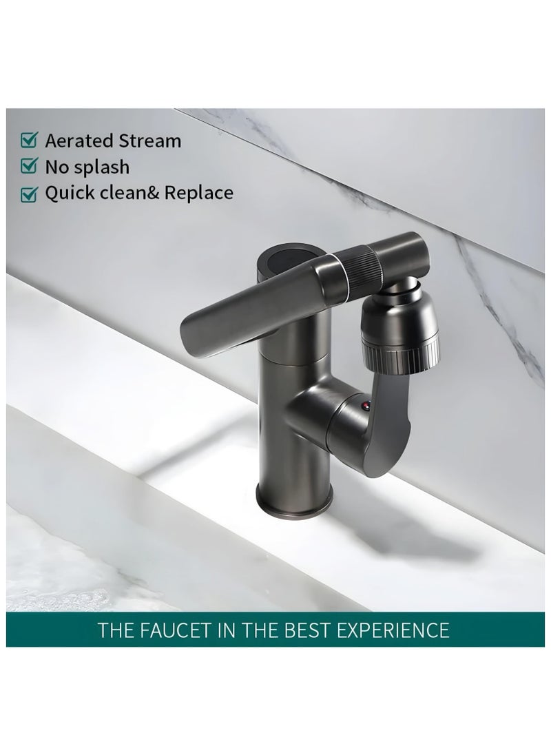 Modern Hot and Cold Basin Faucet, Adjustable Temperature, Single Handle, Ceramic Cartridge (Without Display, Silver)