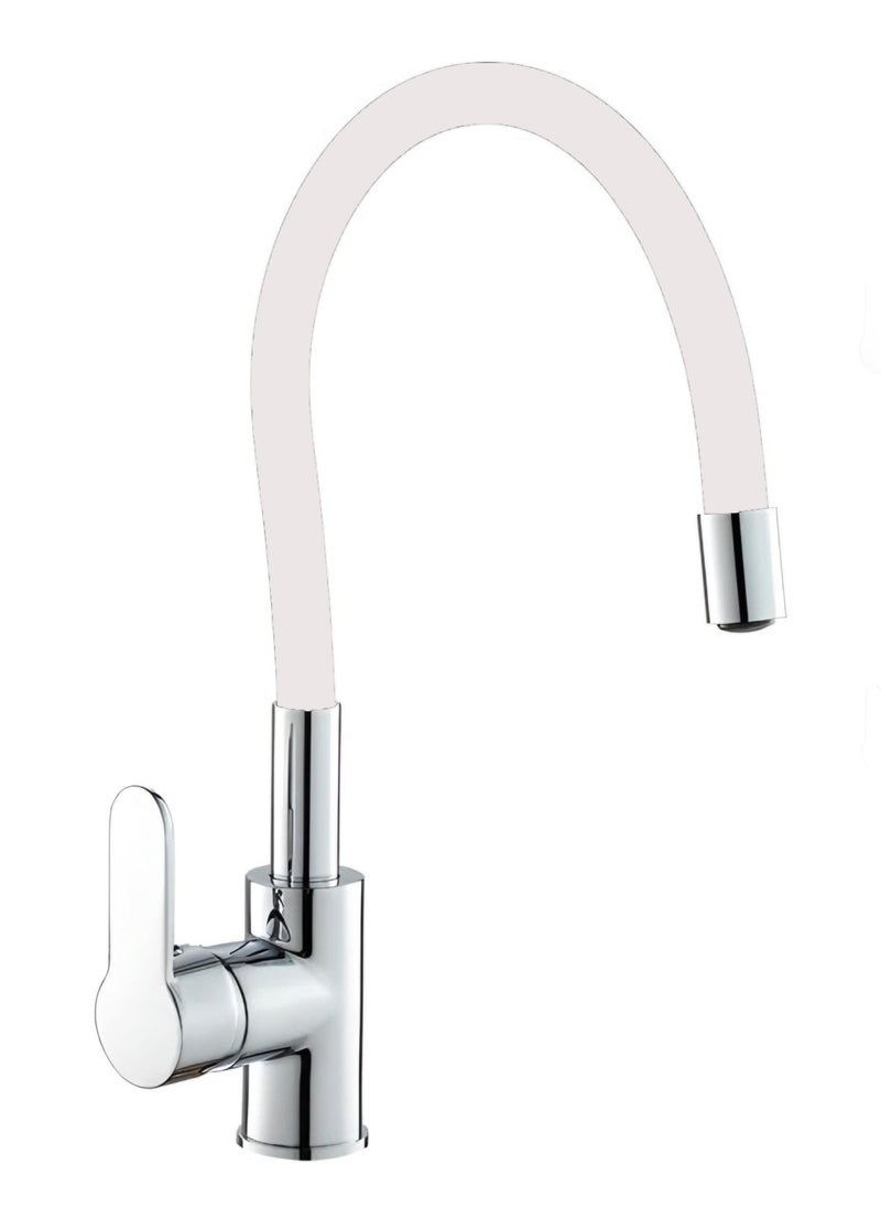 Kitchen Sink Mixer Taps Faucet, Brass Rubber Material Ceramic Valve, Washbasin Faucet (White)