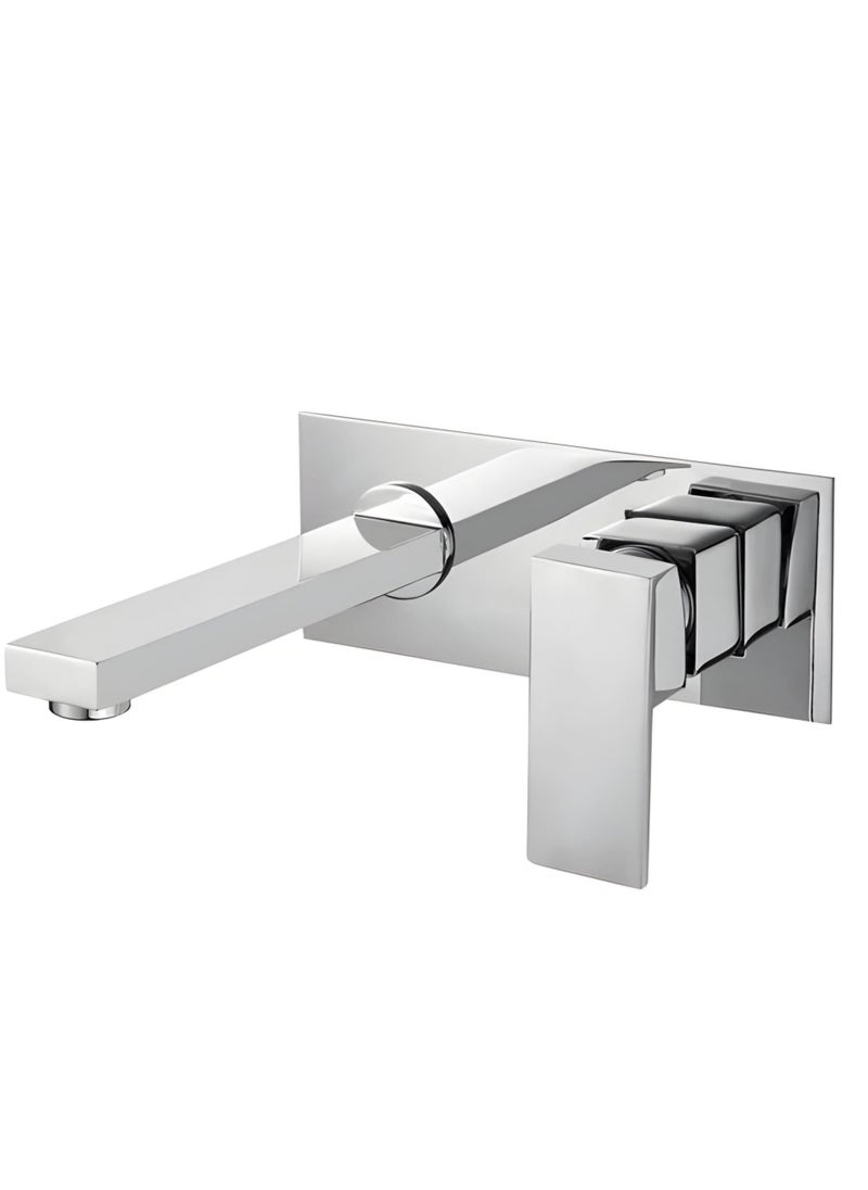 Wall Mounted Basin Mixer Tap, Single Lever, Chrome, for Bathroom Sink