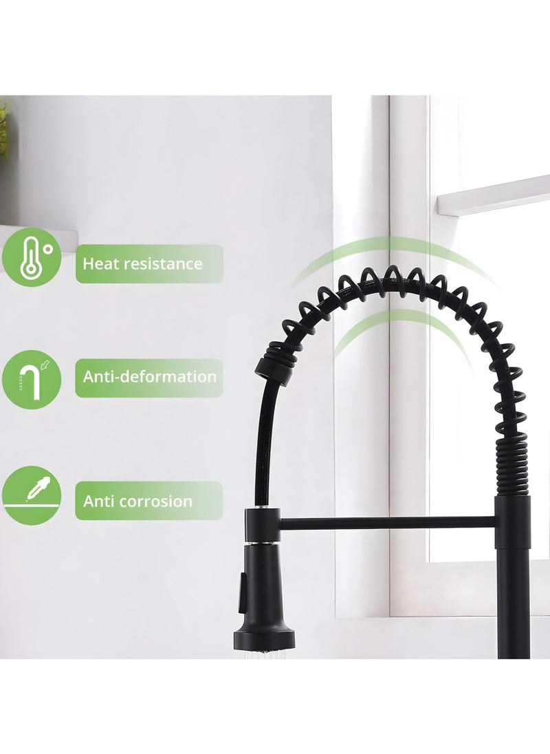 Kitchen Faucets Low Lead Commercial Solid Single Handle Single Lever Pull Down Sprayer Spring Kitchen Sink Faucet (Black)