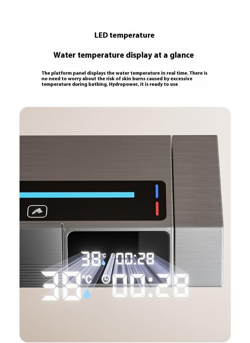 Piano Key Shower Faucet Set Black Digital Display Shower System 4 Function Bathroom Rain Shower Combo Set Brass Bathtub Faucet With 3 Mode Hand Shower And Bidet Sprayer