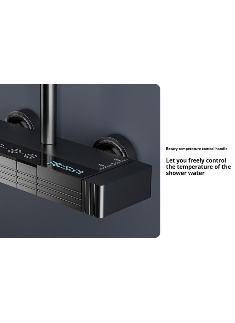 Piano Key Shower Faucet Set White Digital Display Shower System 4 Function Bathroom Rain Shower Combo Set Brass Bathtub Faucet With 3 Mode Hand Shower And Bidet Sprayer