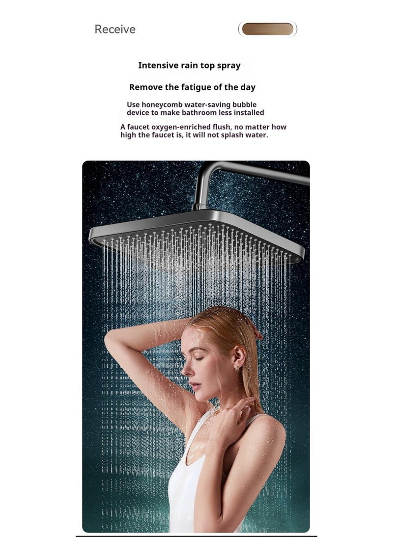 Piano Key Shower Faucet Set  Black Shower System With LED Digital Display Shower Faucet Set Wall Mount Rain Mixer Shower Combo Set 4 Way Shower Fixture With 12