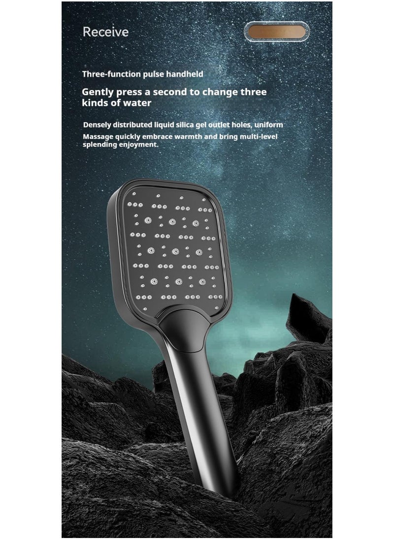 Piano Key Shower Faucet Set  Black Shower System With LED Digital Display Shower Faucet Set Wall Mount Rain Mixer Shower Combo Set 4 Way Shower Fixture With 12
