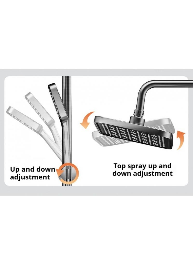 Piano Key Shower Faucet Set  Black Shower System With LED Digital Display Shower Faucet Set Wall Mount Rain Mixer Shower Combo Set 4 Way Shower Fixture With 12
