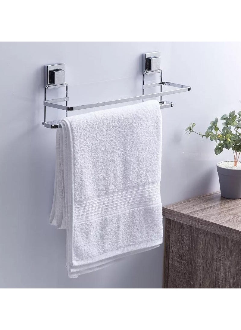 Vaccum Suction Double Towel Rail Silver