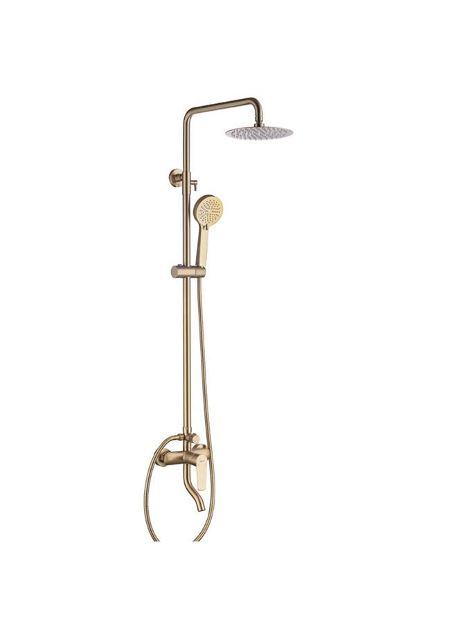 Calli Rain Shower Column Complete Set, Metal Body With Matted Color, Single Handle Faucet, Handheld Shower Gold