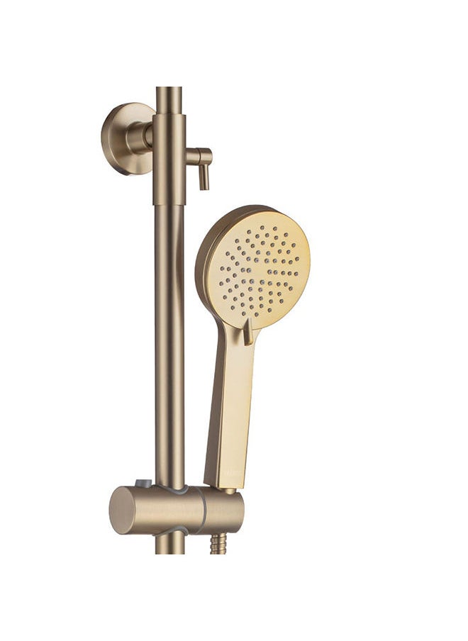 Calli Rain Shower Column Complete Set, Metal Body With Matted Color, Single Handle Faucet, Handheld Shower Gold