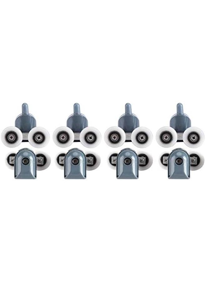 8PCS Roller Diameter 19mm for The Bathroom Pan Glass Sliding Door Pulleys,Shower Door Rollers,Runners,Wheels,Strong Load Bearing Capacity, Ultra Quiet(Double Wheel), Shower Door Rollers,8PCS Roll