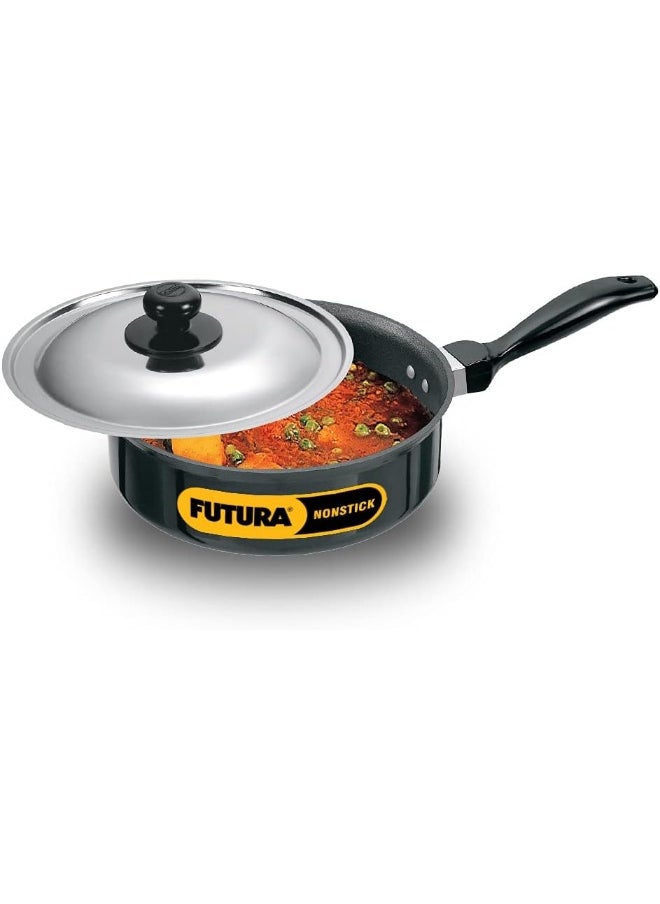 Futura Nonstick Curry Pan Saute Pan Without LID 22cm 3.25mm Think 2 Litre s Black