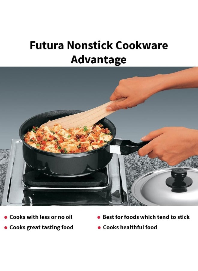 Futura Nonstick Curry Pan Saute Pan Without LID 22cm 3.25mm Think 2 Litre s Black