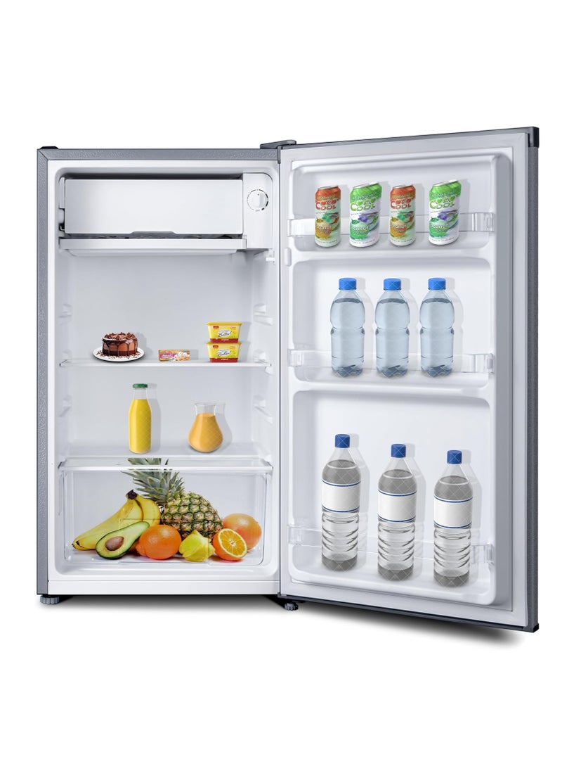 Haiwoo 120L Gross / 92L Net, Single Door Refrigerator, Defrost, Temperature Control, Inside Light, Inside Condenser, Glass Shelfs Key lock, HRT120S SILVER