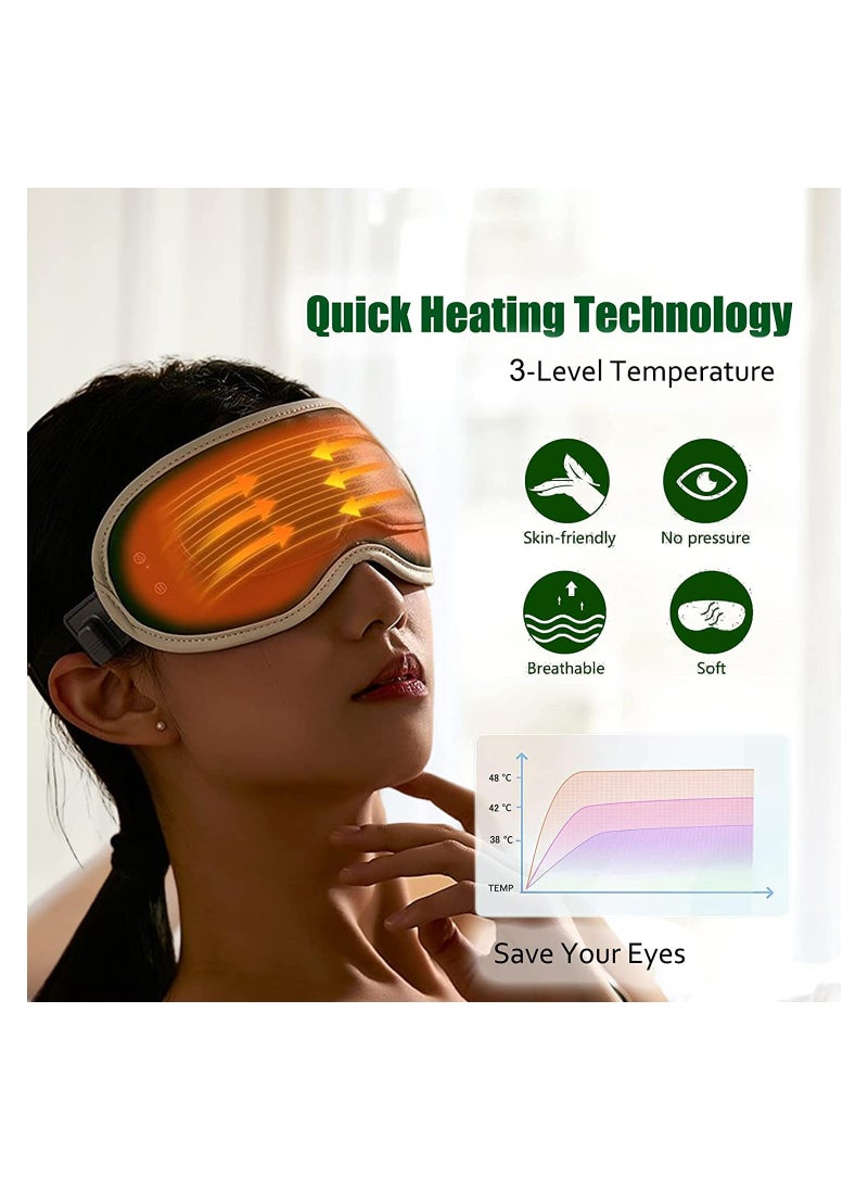 Wireless Heated Eye Mask with Temperature Control and Massage Function Eye Massager to Relieve Eye Fatigue Dry Eyes Wheels Dark Circles Puffiness Sleep Eye Mask with Cold Eye Mask (Green)