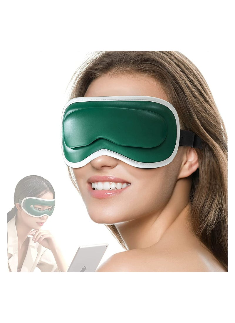 Wireless Heated Eye Mask with Temperature Control and Massage Function Eye Massager to Relieve Eye Fatigue Dry Eyes Wheels Dark Circles Puffiness Sleep Eye Mask with Cold Eye Mask (Green)