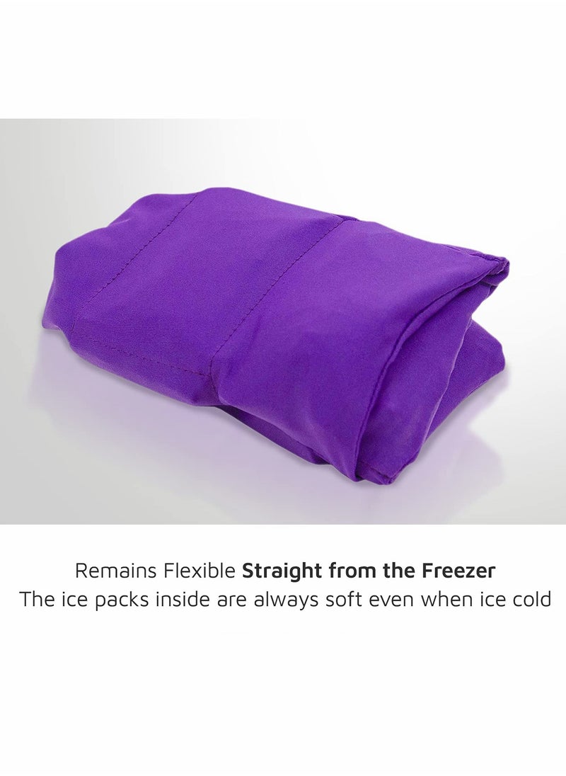 Headache Relief Cap Form Fitting Ice Head Wrap A Mask or Hat Used for Tension Relief. Stretchy, Comfortable, Cool, Purple