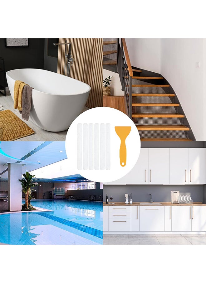 36PCS Transparent Non Slip Strip Stickers, Anti Slip Grip Stickers Non Slip Bath Mat Shower Stickers Clear Non-Abrasive Textured Baby Bath Stickers For A Better Grip Adhesive 20mm 380mm