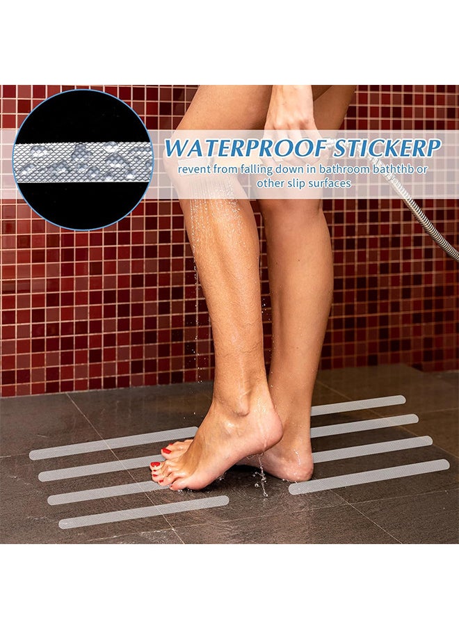 36PCS Transparent Non Slip Strip Stickers, Anti Slip Grip Stickers Non Slip Bath Mat Shower Stickers Clear Non-Abrasive Textured Baby Bath Stickers For A Better Grip Adhesive 20mm 380mm