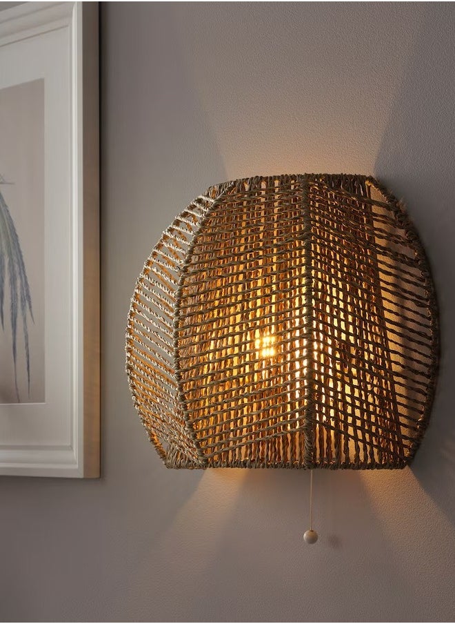 MÅNALG Wall lamp, wired-in installation, sedge/handmade