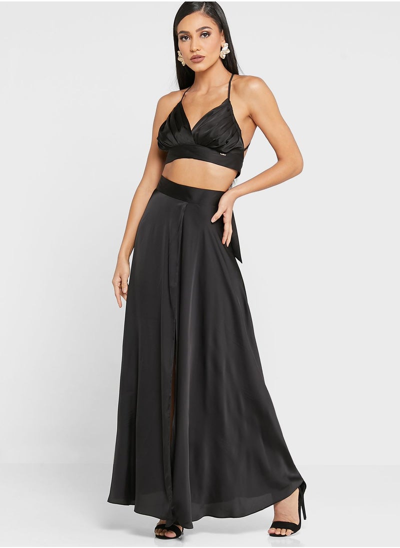 Cami Crop Top & Front Split Maxi Skirt Set