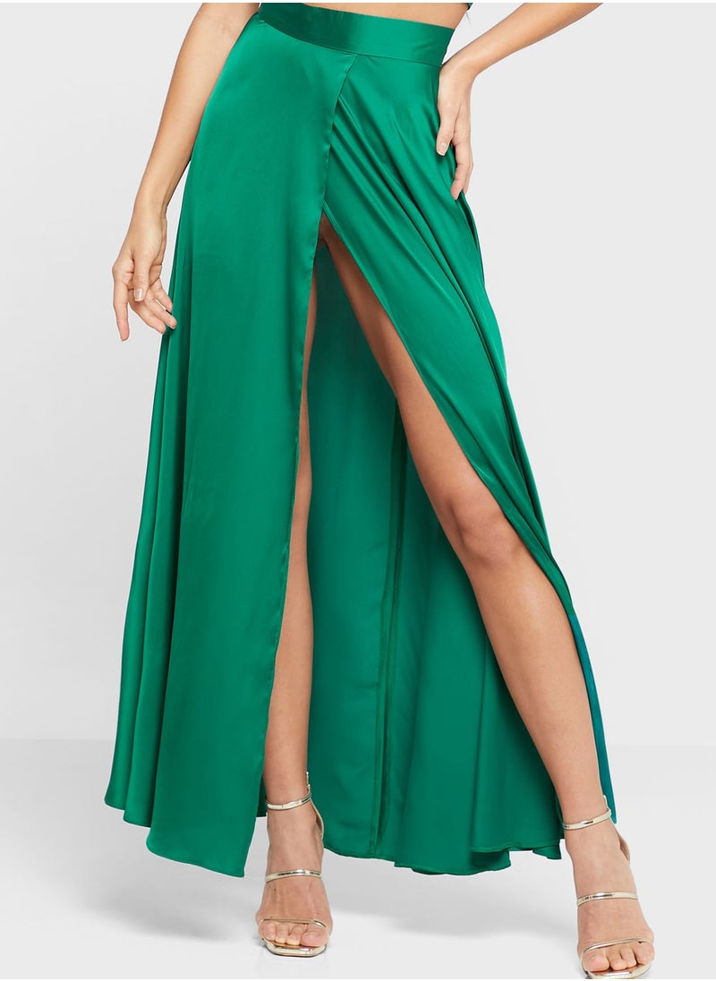 Cami Crop Top & Front Split Maxi Skirt Set