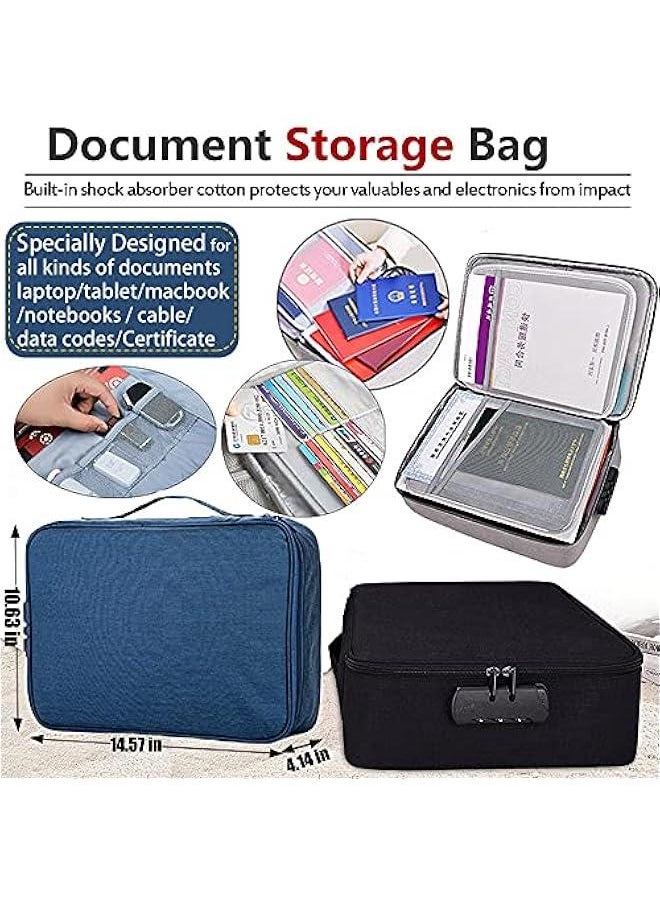 Oxford Document Organizer with Code Lock, Multi-Layer Storage Pouch Credential Bag, Portable Bag Without Vibration for MacBook,Passport,Package File Pocket with 2 Separators (Grey)