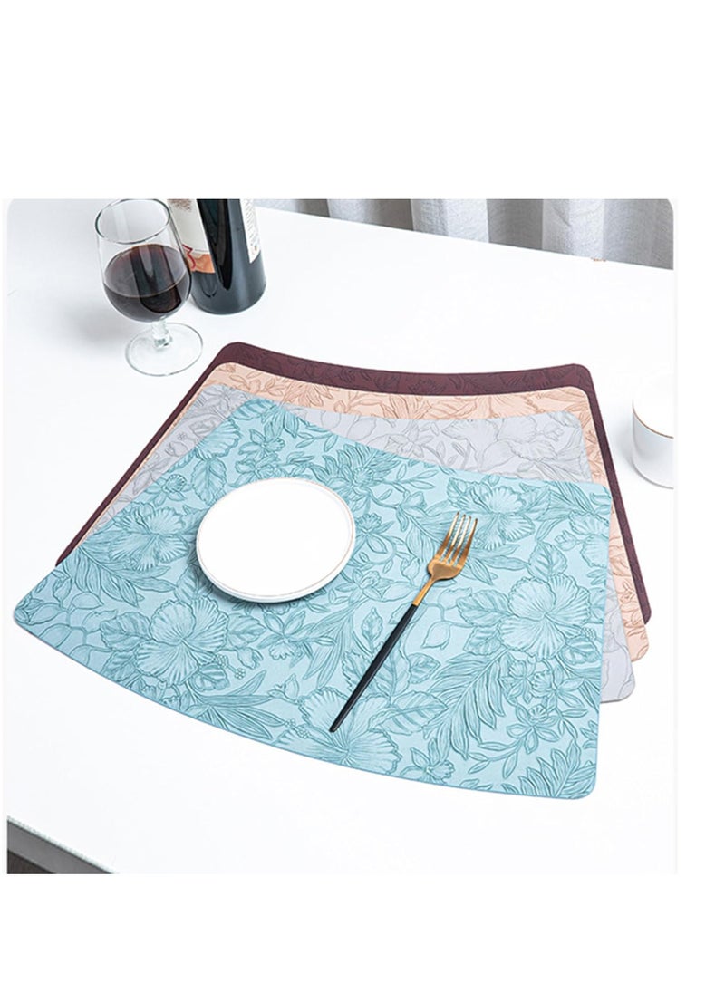 Vinyl Placemats Set of 4 Heat Resistant Waterproof Oilproof Wipeable Anti Slip Faux Leather Vinyl Table Mats for Kitchen Dining Party Outdoor