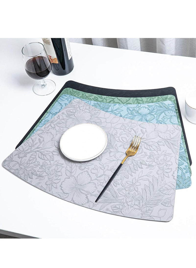 Vinyl Placemats Set of 4 Heat Resistant Waterproof Oilproof Wipeable Anti Slip Faux Leather Vinyl Table Mats for Kitchen Dining Party Outdoor