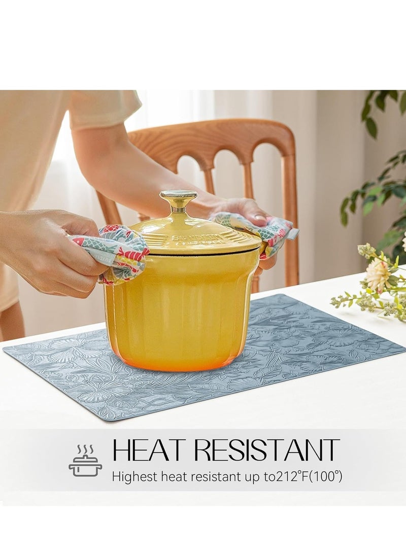 Vinyl Placemats Set of 4 Heat Resistant Waterproof Oilproof Wipeable Anti Slip Faux Leather Vinyl Table Mats for Kitchen Dining Party Outdoor