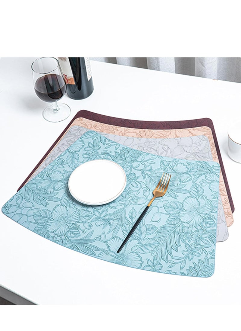 Vinyl Placemats Set of 4 Heat Resistant Waterproof Oilproof Wipeable Anti Slip Faux Leather Vinyl Table Mats for Kitchen Dining Party Outdoor