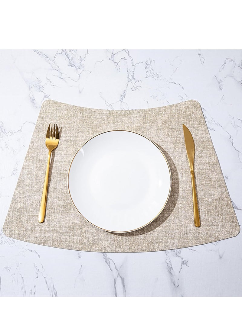 Vinyl Placemats Set of 4, Heat Resistant Waterproof Oilproof, Wipeable Anti-Slip Faux Leather Table Mats, Durable Dining Placemats for Kitchen, Dining Room, Party, Outdoor Use, Easy-Clean Vinyl Table Mats for Home Decor.