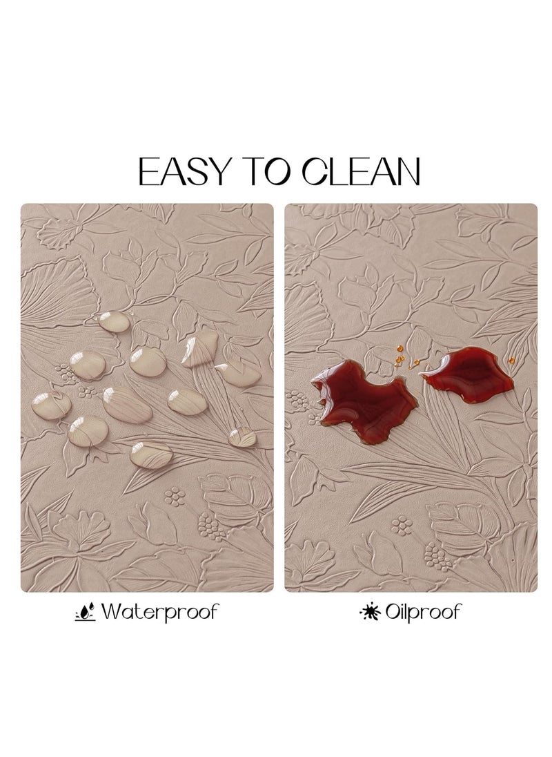 Double-Sided Reversible Placemats Set of 4, Heat Stain Non-Slip Waterproof Oil-Proof Washable Wipeable Leather Table Mats Outdoor Indoor for Dining Patio Table Kitchen Decor