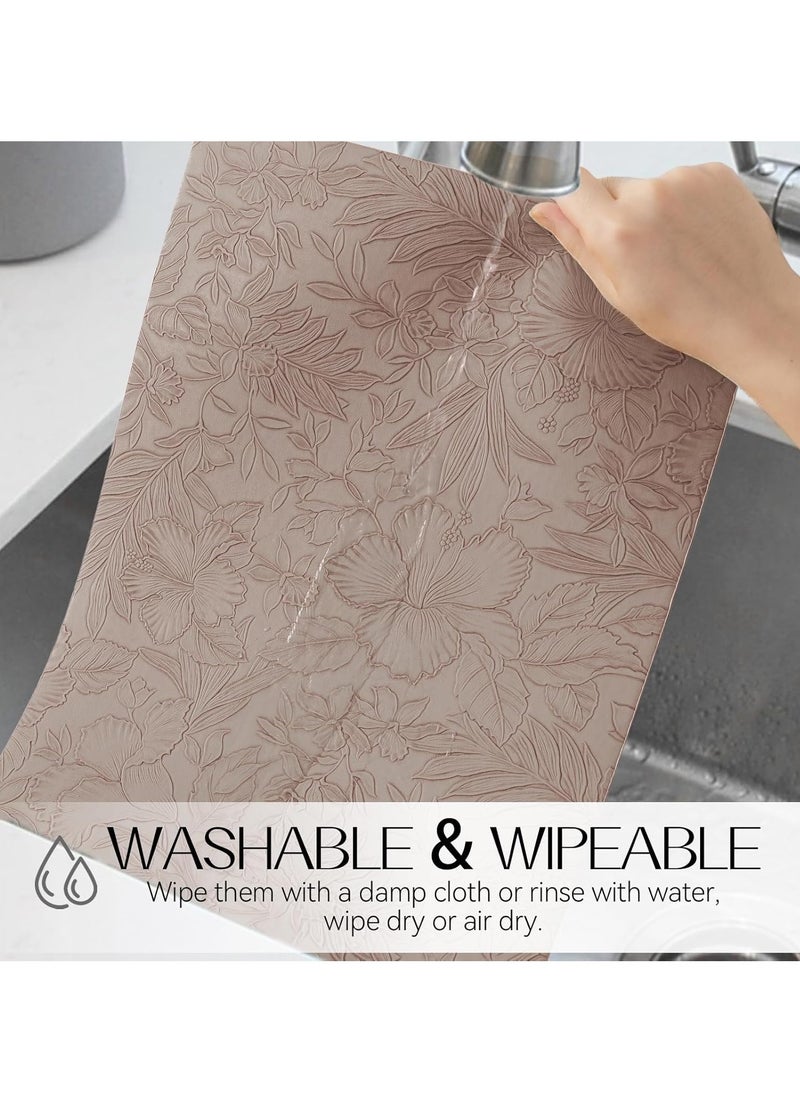 Double-Sided Reversible Placemats Set of 4, Heat Stain Non-Slip Waterproof Oil-Proof Washable Wipeable Leather Table Mats Outdoor Indoor for Dining Patio Table Kitchen Decor