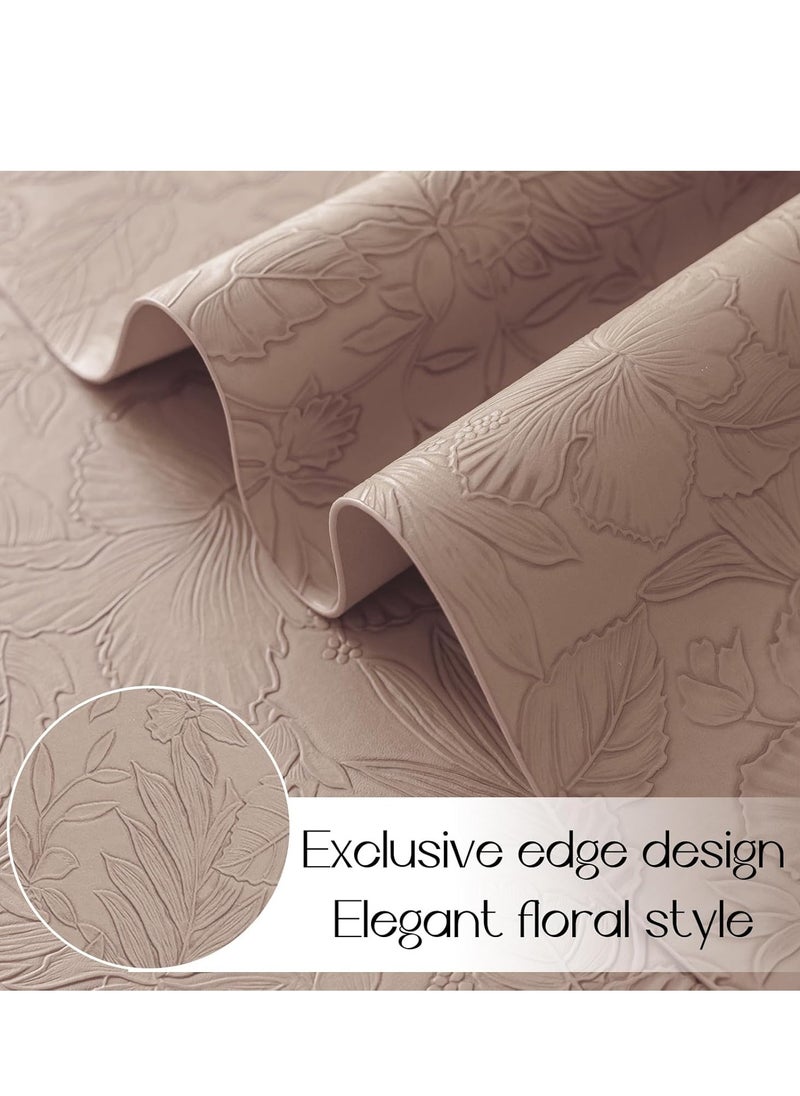 Double-Sided Reversible Placemats Set of 4, Heat Stain Non-Slip Waterproof Oil-Proof Washable Wipeable Leather Table Mats Outdoor Indoor for Dining Patio Table Kitchen Decor