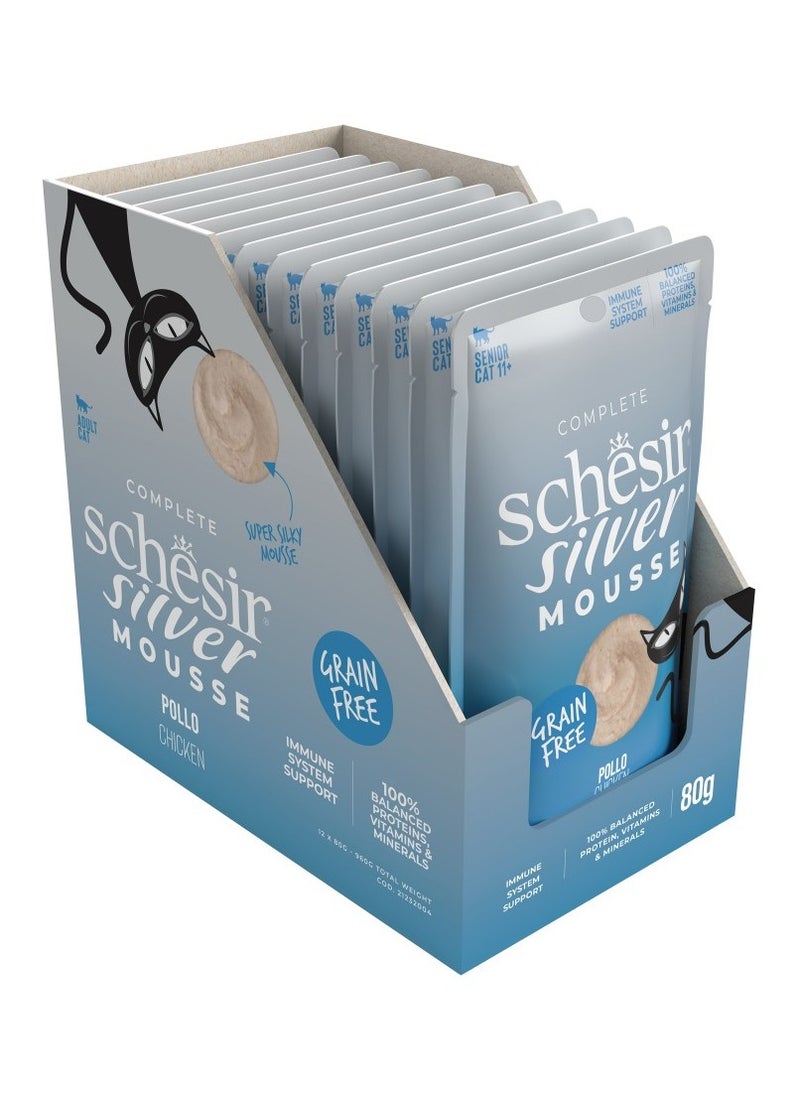 Schesir, Silver Mousse For Senior Cat - Chicken - 80g X 12Cans in 1BOX