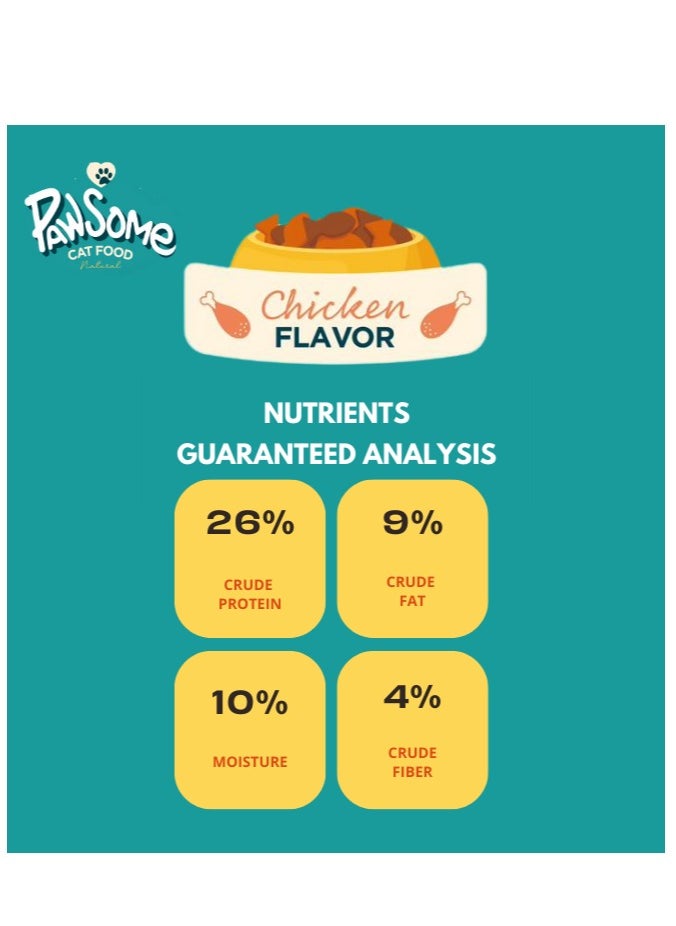 Dry Cat Food - 5 kg Chicken Flavor, Natural Fiber, Taurine and Crunchy Texture