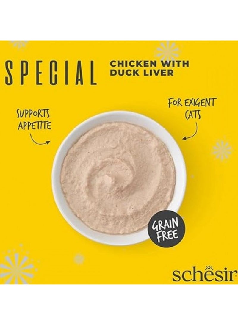 Schesir, Special Mousse - Exigent - For Cat - Chicken With Duck Liver Flavor - 70g X 12Pouch - 1Box