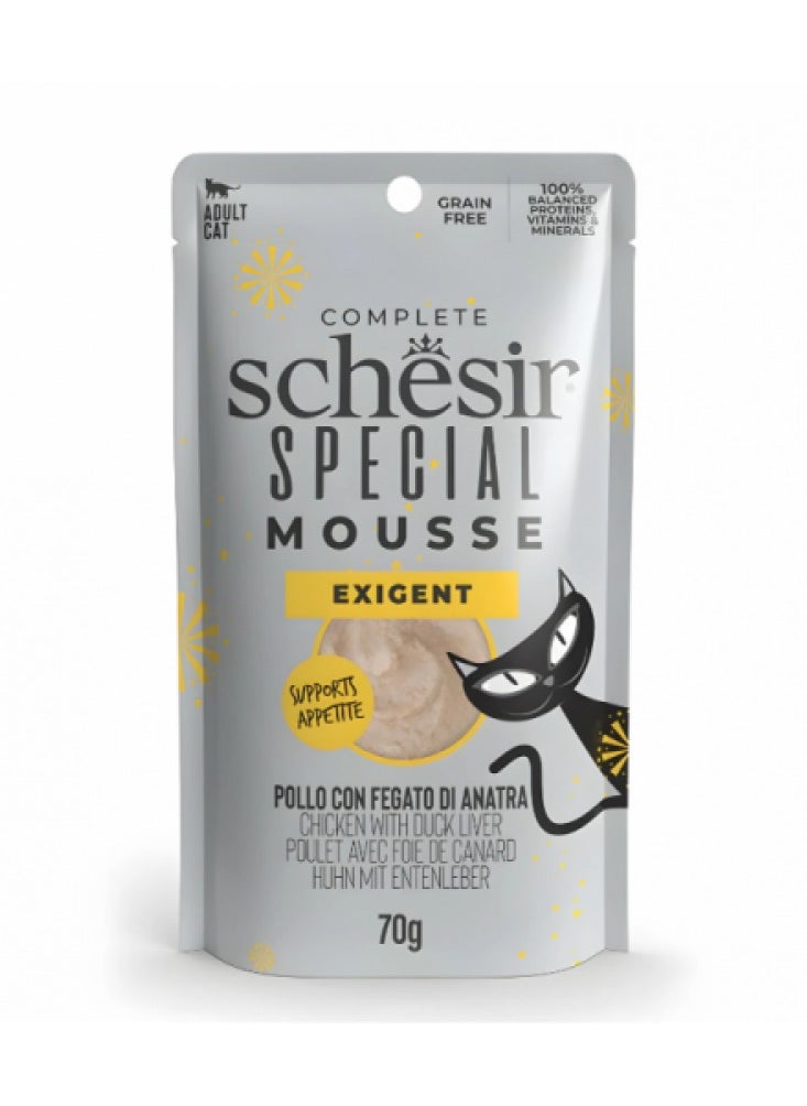 Schesir, Special Mousse - Exigent - For Cat - Chicken With Duck Liver Flavor - 70g X 12Pouch - 1Box