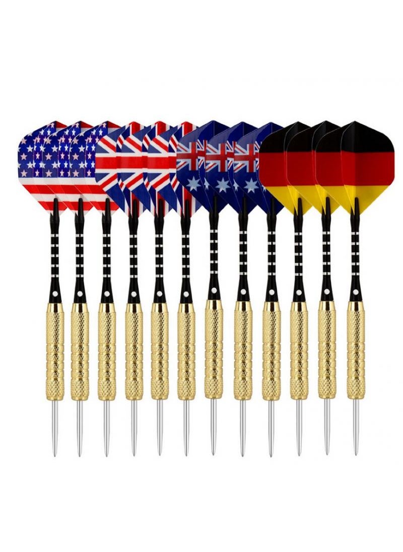 12-Piece Steel Tip Darts Professional Metal Darts Detachable Steel Darts