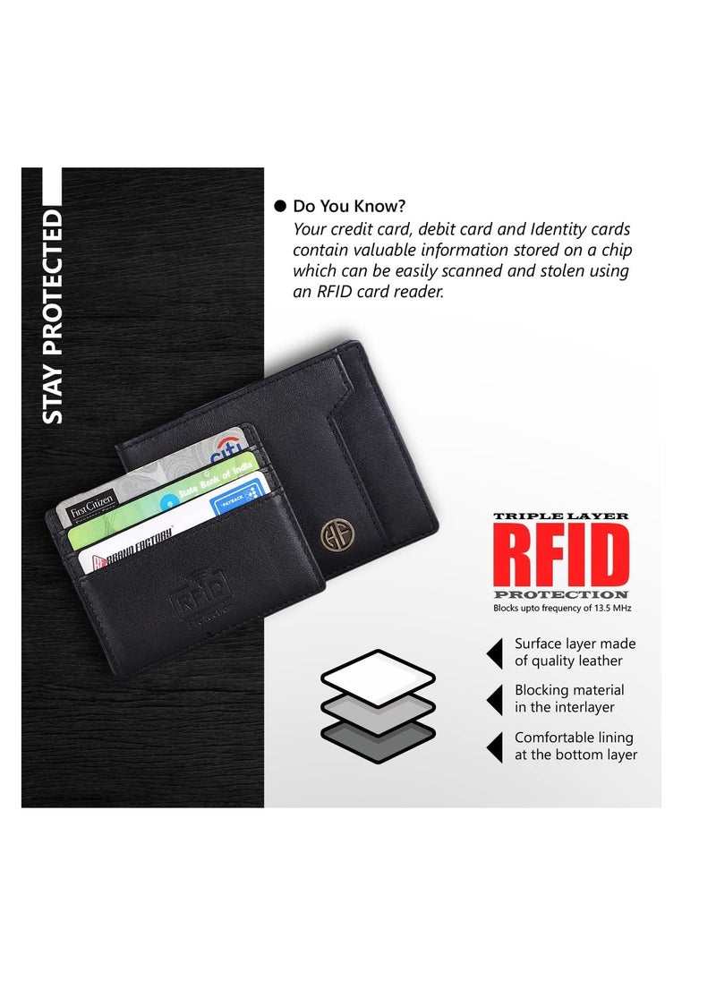 Men's RFID Protected Premium Leather Wallet (Black)