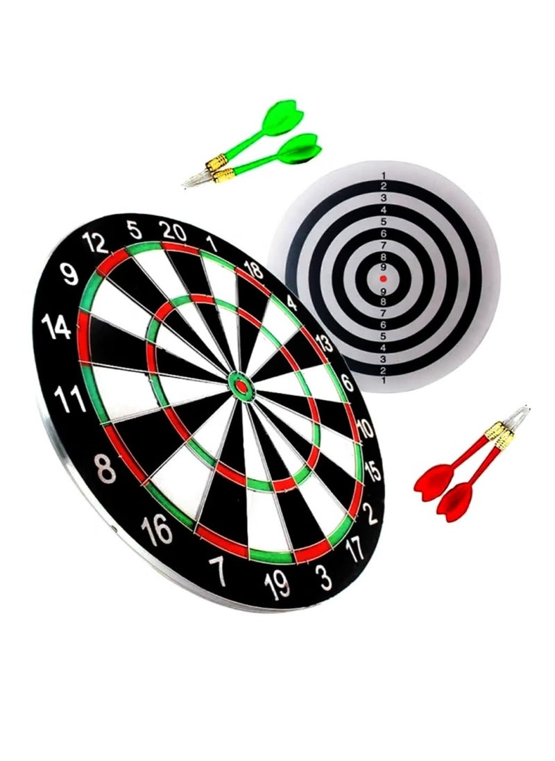 17-inch Jumbo Size Double Sided DartBoard Game with Free 4 Steel Tipped Darts for Indoor Outdoor party Games, Sports Gifts For Kids and Adults- 2in1