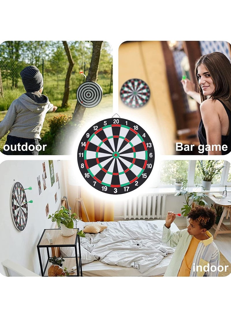 17-inch Jumbo Size Double Sided DartBoard Game with Free 4 Steel Tipped Darts for Indoor Outdoor party Games, Sports Gifts For Kids and Adults- 2in1