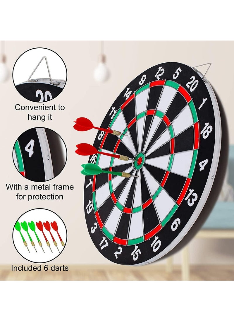 17-inch Jumbo Size Double Sided DartBoard Game with Free 4 Steel Tipped Darts for Indoor Outdoor party Games, Sports Gifts For Kids and Adults- 2in1
