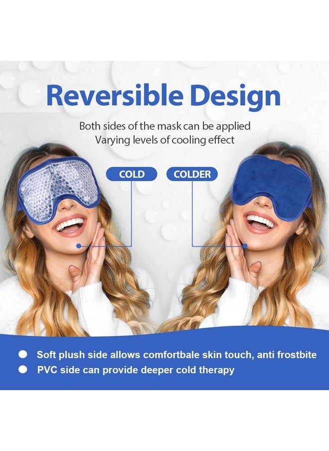 Cooling Eye Mask Gel Eye Mask Reusable Cold Eye Mask For Puffy Eyes Eye Ice Pack Eye Mask With Soft Plush Backing For Dark Circles Migraine Stress Relief Navy Blue