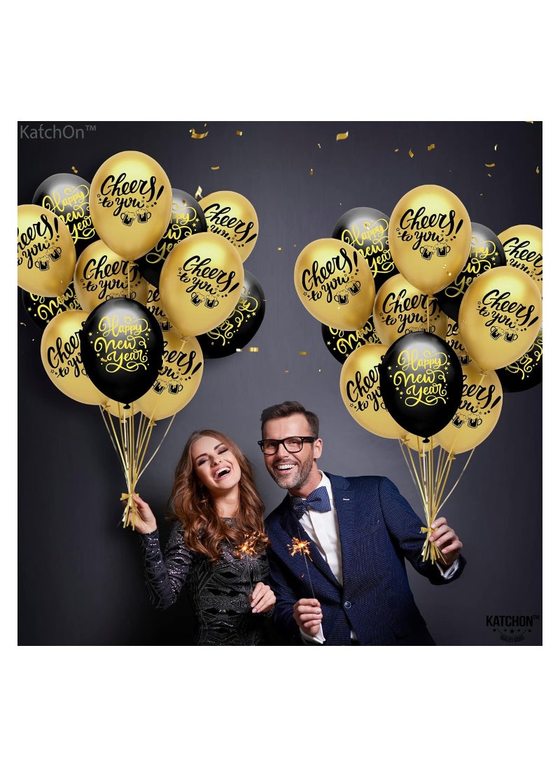 New Year Balloons Pack Of 50-Black And Gold Balloons-New Year Latex Balloons,New Years Eve Party Supplies