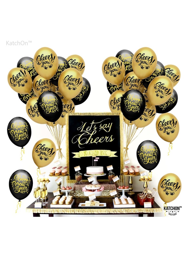 New Year Balloons Pack Of 50-Black And Gold Balloons-New Year Latex Balloons,New Years Eve Party Supplies