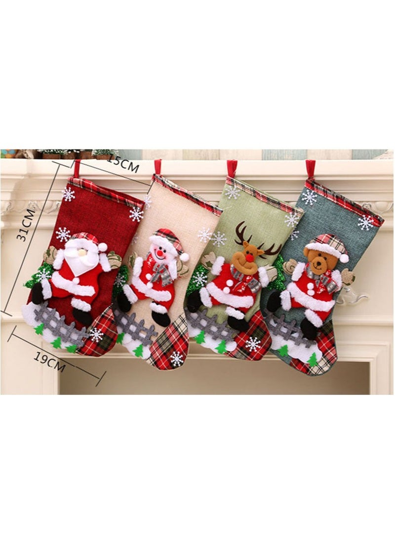 4 Pcs Sock Gift Bags Sock Shape Decorative Gift Bags Holiday Party Favor Bags Christmas（C）